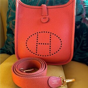 Hermes mini Evelyne TPM Gold hardware Feu color